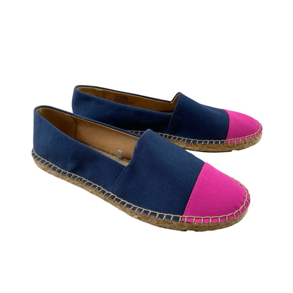 J. Crew Women’s Size 8.5 Blue Pink Canvas Casual Slip On Espadrille Flats Shoes